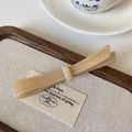 Elegant beige marble pattern acetate hair clip in a French minimalist barrette style - Khaki Spring Clip