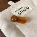Handmade brown amber resin ball hair clip with France Handmade engraving on the base - Gradient Coffee