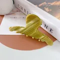 Elegant yellow-green marbled acetate hair claw clip with Babyvovo brand logo - Grass Green (Large Claw)