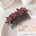 Pink rhinestone star hair comb with non-slip teeth for women and girls' elegant styling - Rose Red Star