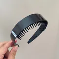 Diadema negra brillante con dientes antideslizantes para sujeción segura y volumen - Diadema ancha negro