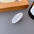 Checkered hair claw clip in iridescent purple and blue tones with pearlescent finish - Colorful Plaid (Oval Clip)