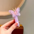 Violetter Schmetterling-Haarclip mit Spitzenflügeln und Spiralkabel-Haargummi - Violetter Schmetterling