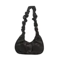 Modische schwarze Plissee-Wolkentasche mit Scrunchie-Riemen und minimalistischem Design - Schwarz