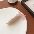 Spiral-Haargummi in Khaki mit handgefertigter rosa Schleife für Pferdeschwanz - Transparente rosa Schleife