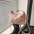 Chic pink 3D floral handbag with mesh rose petals and adjustable crossbody strap - Pink