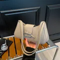 Sac sous le bras chic en cuir litchi beige avec un élégant nœud pour femme - Kaki