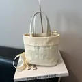 Minimalistische cremegelbe Oxford-Einkaufstasche mit strukturierter RAH TOP Stickerei - Beige Ohne Anhänger