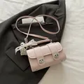 Bolso Boston rosa con lazo de encaje blanco y colgante de perlas de estilo coreano - Con Colgante / Rosa