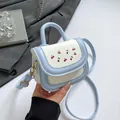 Mini crossbody handbag for girls in light blue and white with cherry patterns - Blue Without Charm