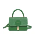 Bright green square crossbody bag with textured sequins and fashion gold letter logo - Green