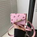Roze mini crossbodytas met kersenprint en gouden gesp detail voor dames - Kers Roze