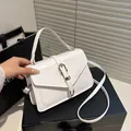 Chic white crossbody bag with gold buckle on a premium gift box minimalist style - White