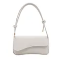 Elegante cremeweiße minimalistische Achseltasche mit asymmetrischer Klappe und Knoten - Weiß