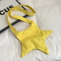 Modieuze stervormige gele crossbodytas gemaakt van lichtgewicht nylon stof - Geel