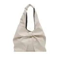 Minimalist cream white shoulder bag featuring a large decorative bow and PU leather - White