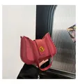 Chic red sequin patchwork underarm bag with golden circular metal twist lock detail - Red