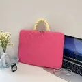 Funda acolchada rosa para portátil con diseño de trébol y asas amarillas - Horizontal Rosa Fucsia