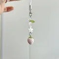 Handgemaakte aardbei en bloem kralen telefoon hanger met roze acryl hangers - Stijl A-3D Bloem Kralen Aardbei Hanger