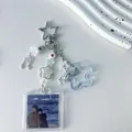Portachiavi a stella con perline a cuore e cornice per foto anime su sfondo bianco - Amante Blu