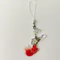 Roter Goldfisch-Anhänger mit Stern- und Blumenperlen für Handy oder Taschen - Roter Koi-Fisch