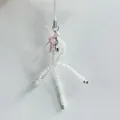 Handmade ballet-style pearl bead bow phone charm with pink ribbon and silver heart pendant - Heart Bow Phone Chain