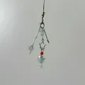 Cute beaded phone charm with silver star frame and light blue floral pendant - Blueberry Soda