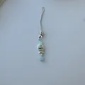 Cute silver fish and blue star charm keychain for bags and mobile phone accessories - Light Blue