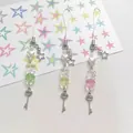 Cordino per cellulare fatto a mano con trifoglio e ciondolo chiave Love multicolore - Giallo