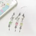 Set di 3 cordini per cellulare con quadrifoglio fatto a mano perline cuore e ciondoli love - Rosa