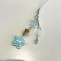 Colgante móvil de botella con estrella de mar azul y cuenta de resina en estrella - Azul