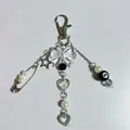 Portachiavi argento con stella, fiocco e ciondolo palla da biliardo 8 per borse - Stile Bottone Palla Nera 8