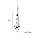 Cute white cat keychain with black bow, fishbone pendant and heart bead 5cm x 2cm - Phone Lanyard Style (B Lanyard)