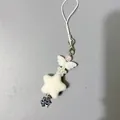 Detalle del llavero con cuentas, estrella de felpa blanca y colgante de copo de nieve - Perla Artificial Rosa Estilo Copo de Nieve Azul (Estilo 1)