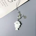 Portachiavi con foca in peluche bianca con ciondolo a fiocco di neve e chiusura a cuore - Stile Cinturino