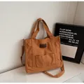 Sac fourre-tout en toile marron caramel avec poignée et bandoulière réglable - Marron