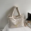 Champagne gold satin tote bag with traditional Chinese embroidery and padded handles - Beige