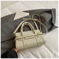 Chic beige crossbody bag with dual handles and golden hardware for daily commute - Rice Grey No Pendant