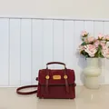 Vintage burgundy paneled backpack with gold hardware and top handle for women - Wine Red Without Pendant