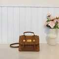 Vintage brown leather patchwork backpack with gold buckle and adjustable strap - Brown No Pendant