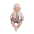 12-inch realistic sleeping newborn baby doll in pink polka dot cardigan and floral outfit - Pink (As Shown) / 30 cm