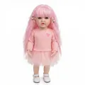 Lebensechte 22-Zoll Reborn-Babypuppe Betty mit rosa Haaren und Herz-Strickjacke Outfit - Rosa / 55 cm