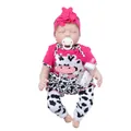 Sleeping lifelike reborn baby doll in pink cow print outfit with nursing accessories - Pink Cow Set (3) / 55 cm