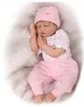 Lifelike reborn baby doll in pink heart hat and white star printed outfit set - White Star Print Outfit (White) / 55 cm