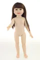 Detail view of 18 inch doll showing realistic facial features and long brown hair - With Bangs / Brown / 45cm