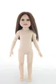 Macro shot of 18 inch realistic doll body with long brown hair and detailed facial features - No Bangs / Brown / 45cm