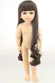 Detalle de muñeca BJD con ojos azules, cabello castaño rizado y cuerpo articulado - Muñeca Articulada (Cuerpo Desnudo) / Pelo Rizado Marrón Oscuro Ojos Azules / 45cm
