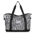 Sac de voyage spacieux à imprimé léopard noir et blanc avec compartiment à chaussures - Léopard Épars (Type 4)