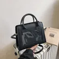Chic black mini crossbody bag with transparent PVC window and adjustable strap - Black