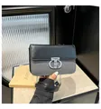 Modern black and grey fabric patchwork crossbody bag with silver metal ring buckle - Black